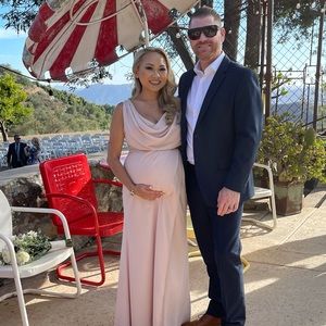 Blush bridesmaid maternity dress